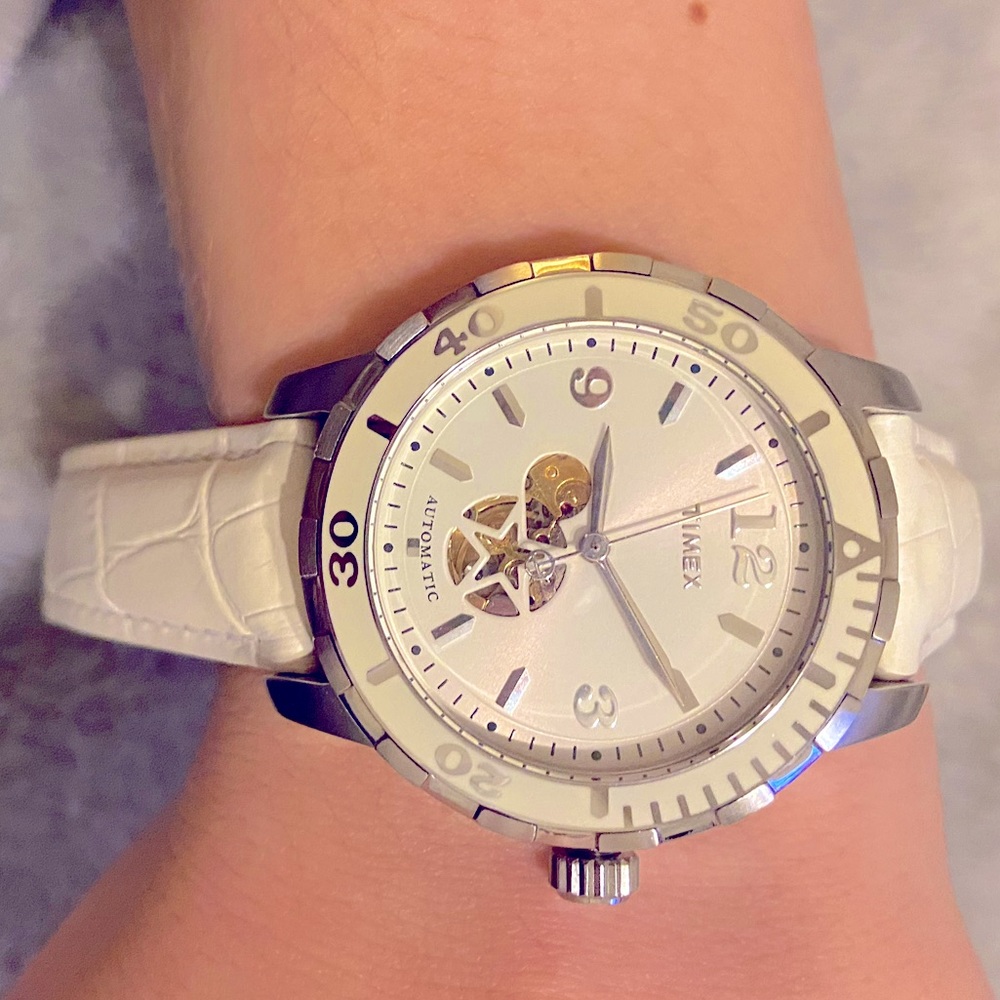 Gorgeous leather/stainless steel Timex